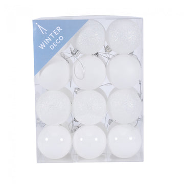 White Shatterproof Baubles (x24)