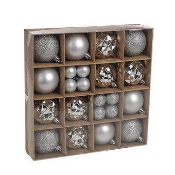 Silver Assorted Shatterproof Baubles (x30)